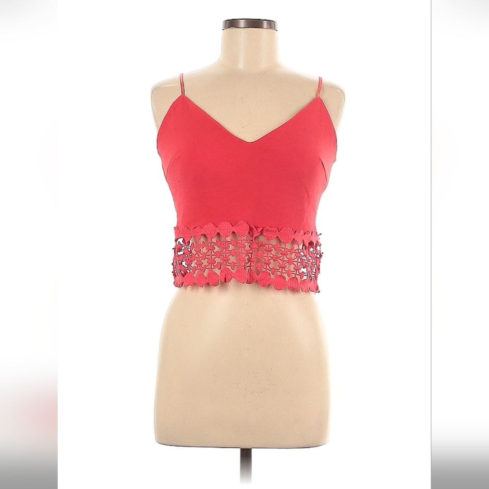 UK2LA Crop Top L Red Spaghetti Coral Y2K Beach Tropical Feminine